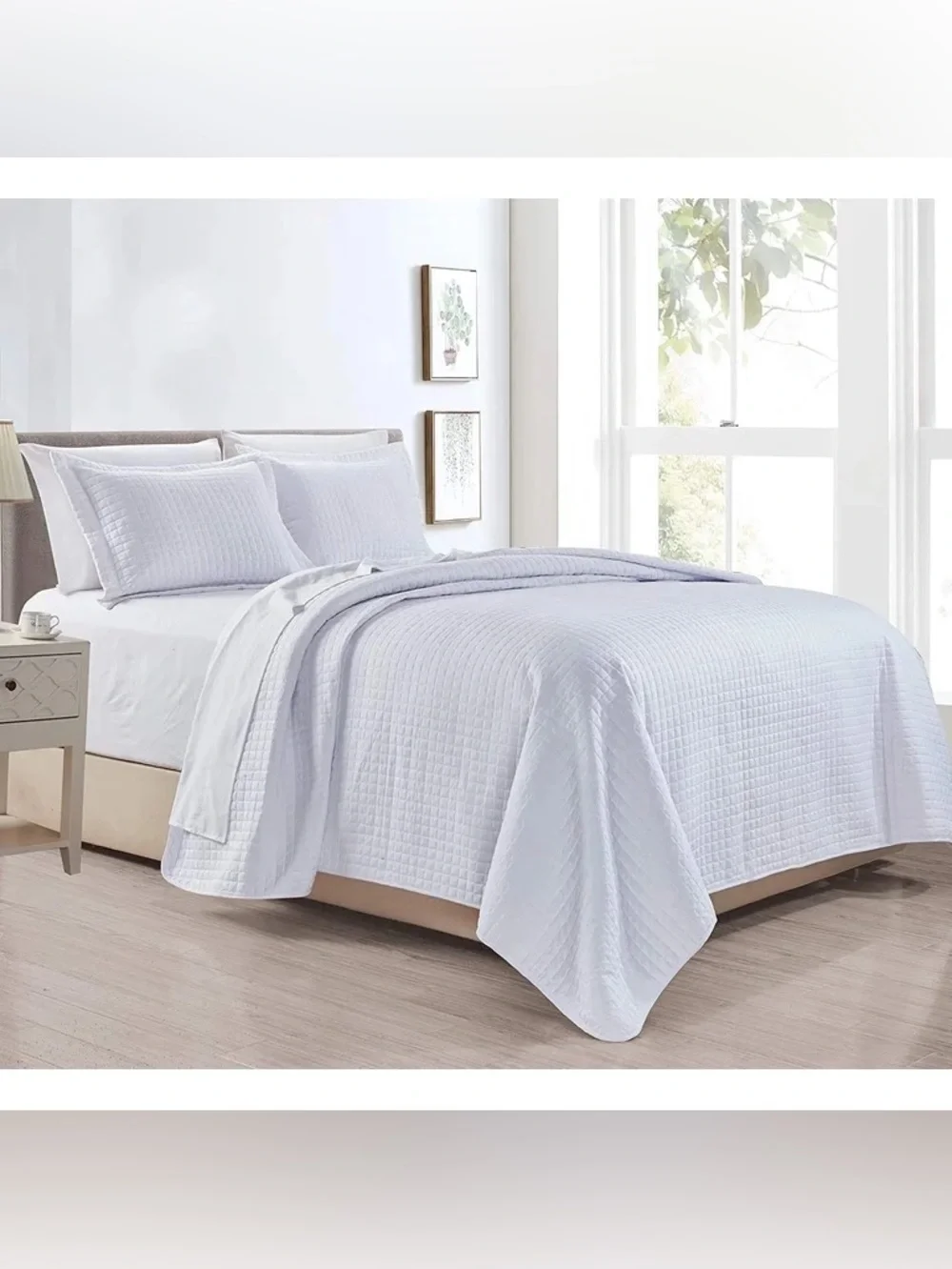 Classic White Quilted king Bedspread Set - 3-Piece